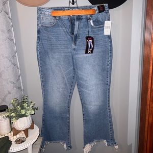 Womens, high rise crop flare jeans.